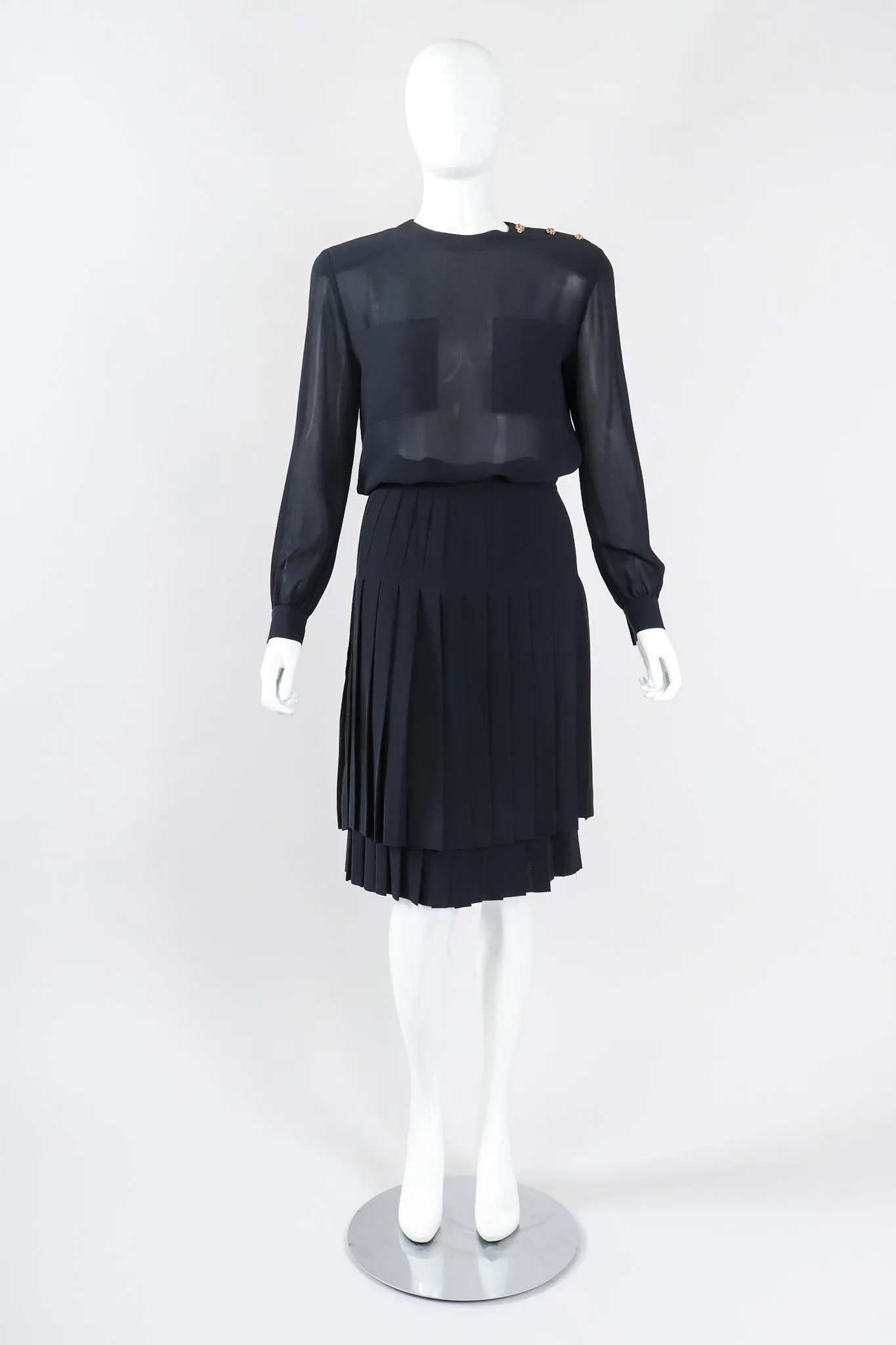 Chiffon Blouse & Pleated Skirt Set