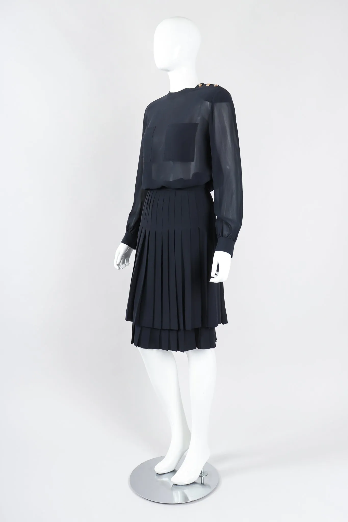 Chiffon Blouse & Pleated Skirt Set