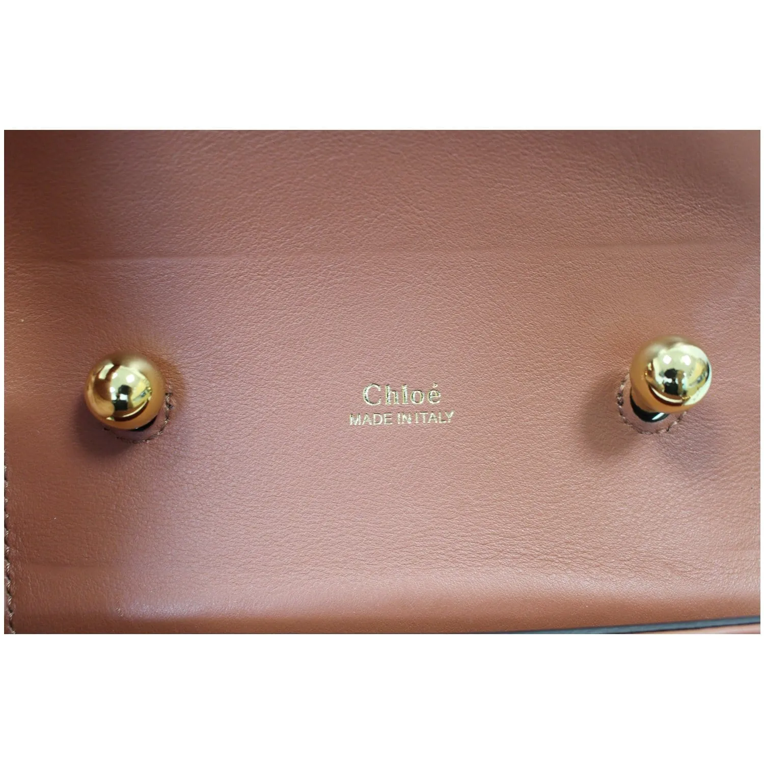 CHLOE Aby Lock Small Embossed/Calfskin Leather Chain Shoulder Bag Brown