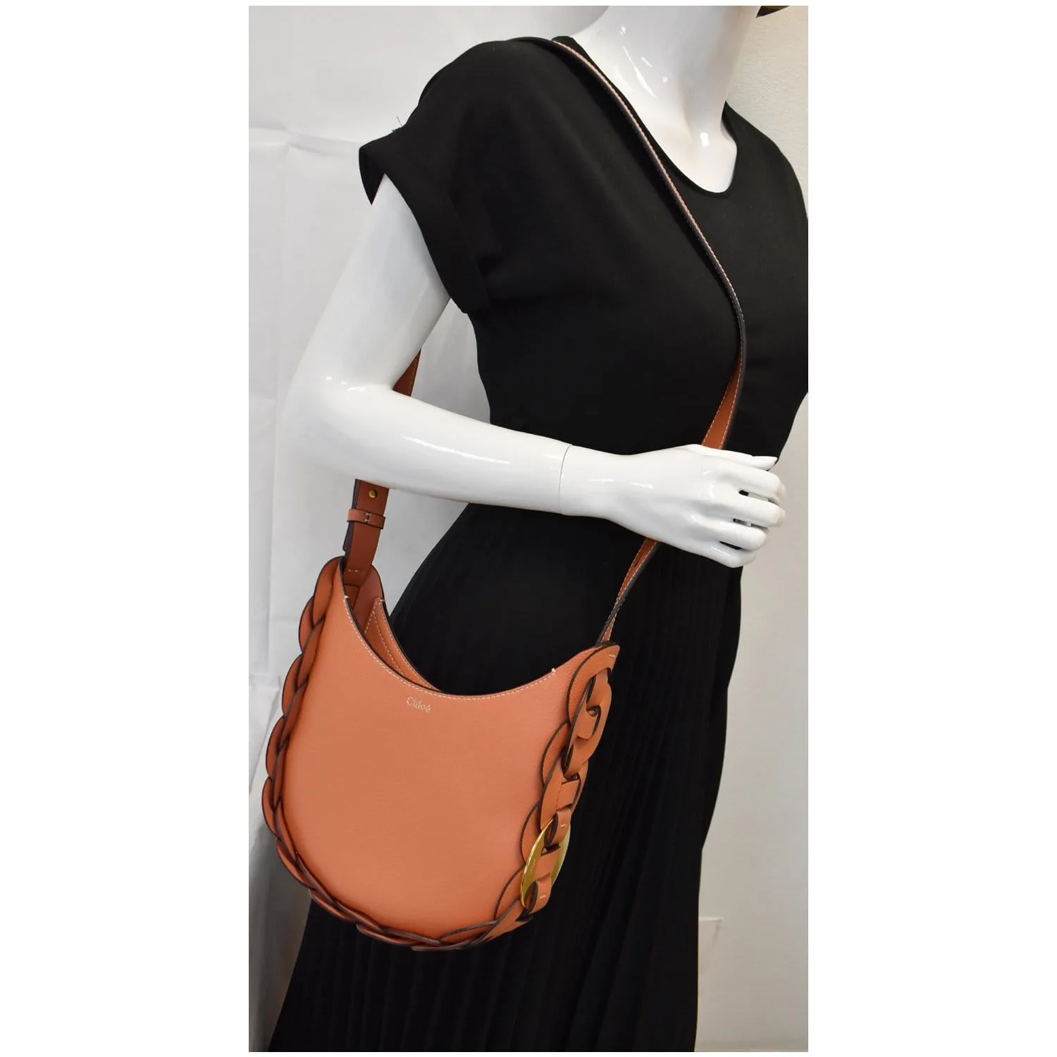 CHLOE Darryl Small Grain Leather Hobo/Shoulder Bag Orange - 25% OFF