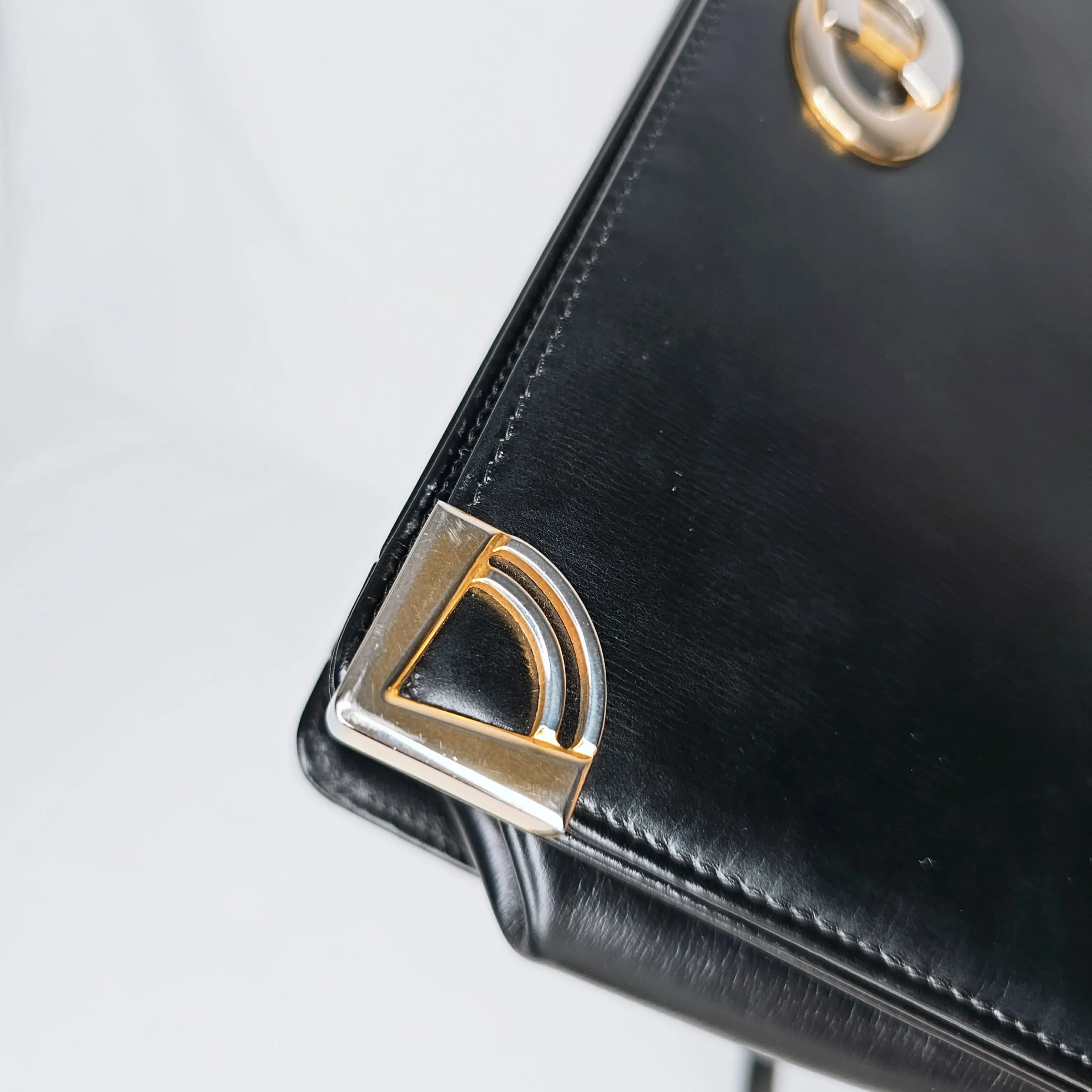 Christian Dior Black Calfskin Leather Shoulder Bag with Coin Pouch