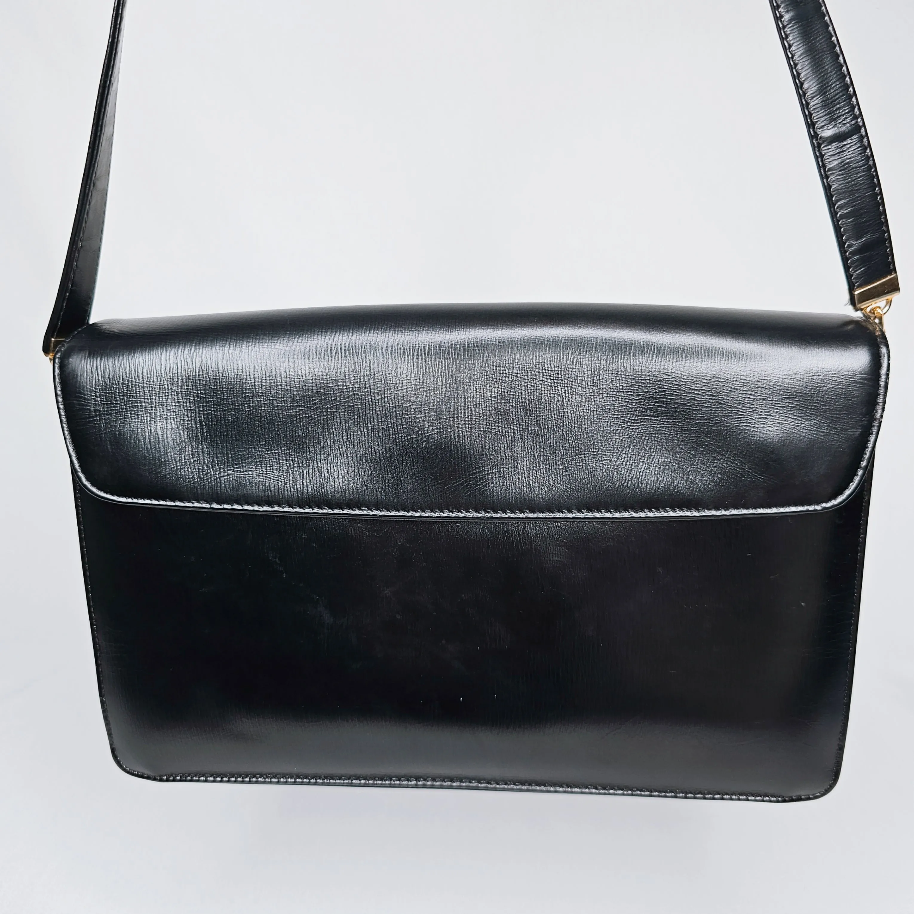 Christian Dior Black Calfskin Leather Shoulder Bag with Coin Pouch