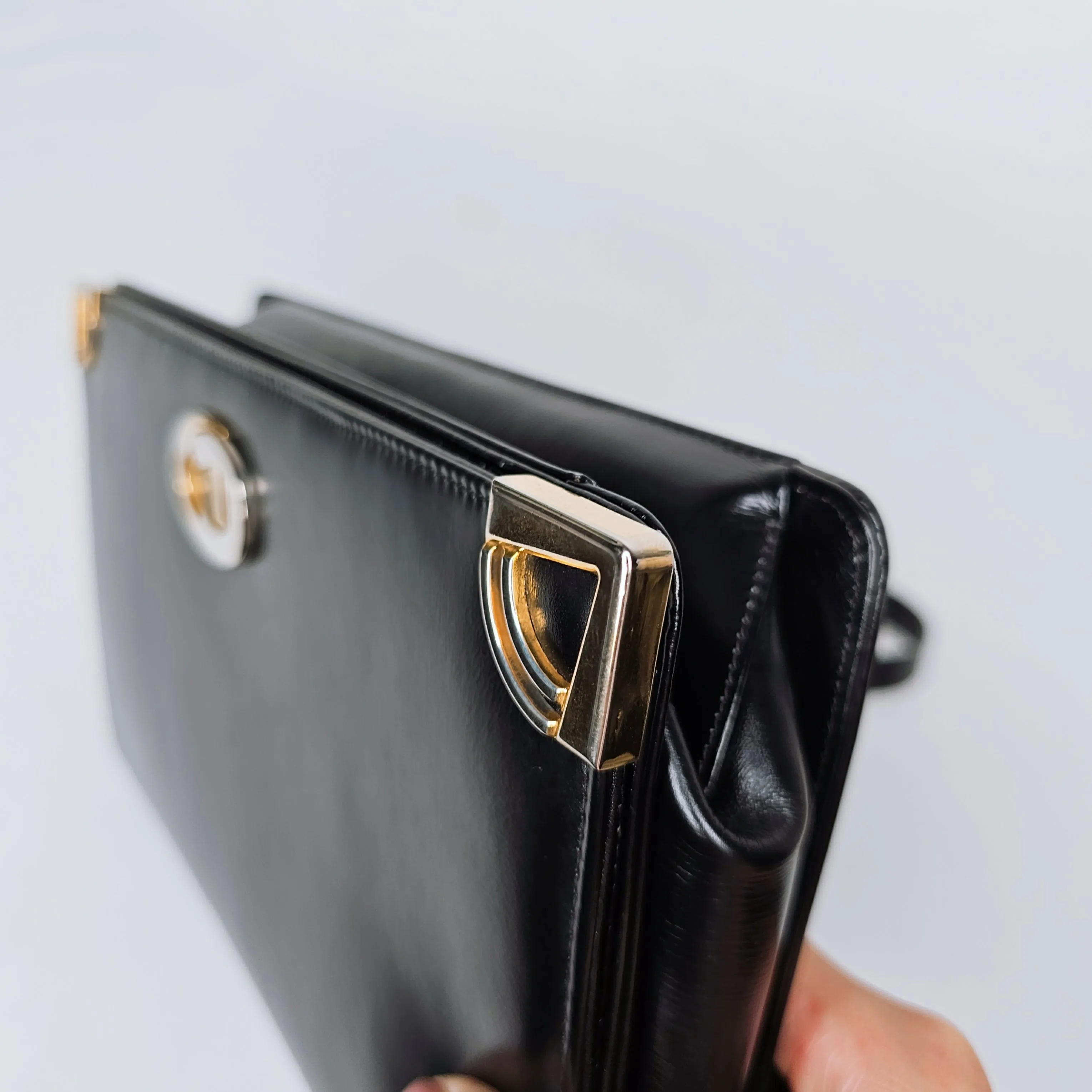 Christian Dior Black Calfskin Leather Shoulder Bag with Coin Pouch