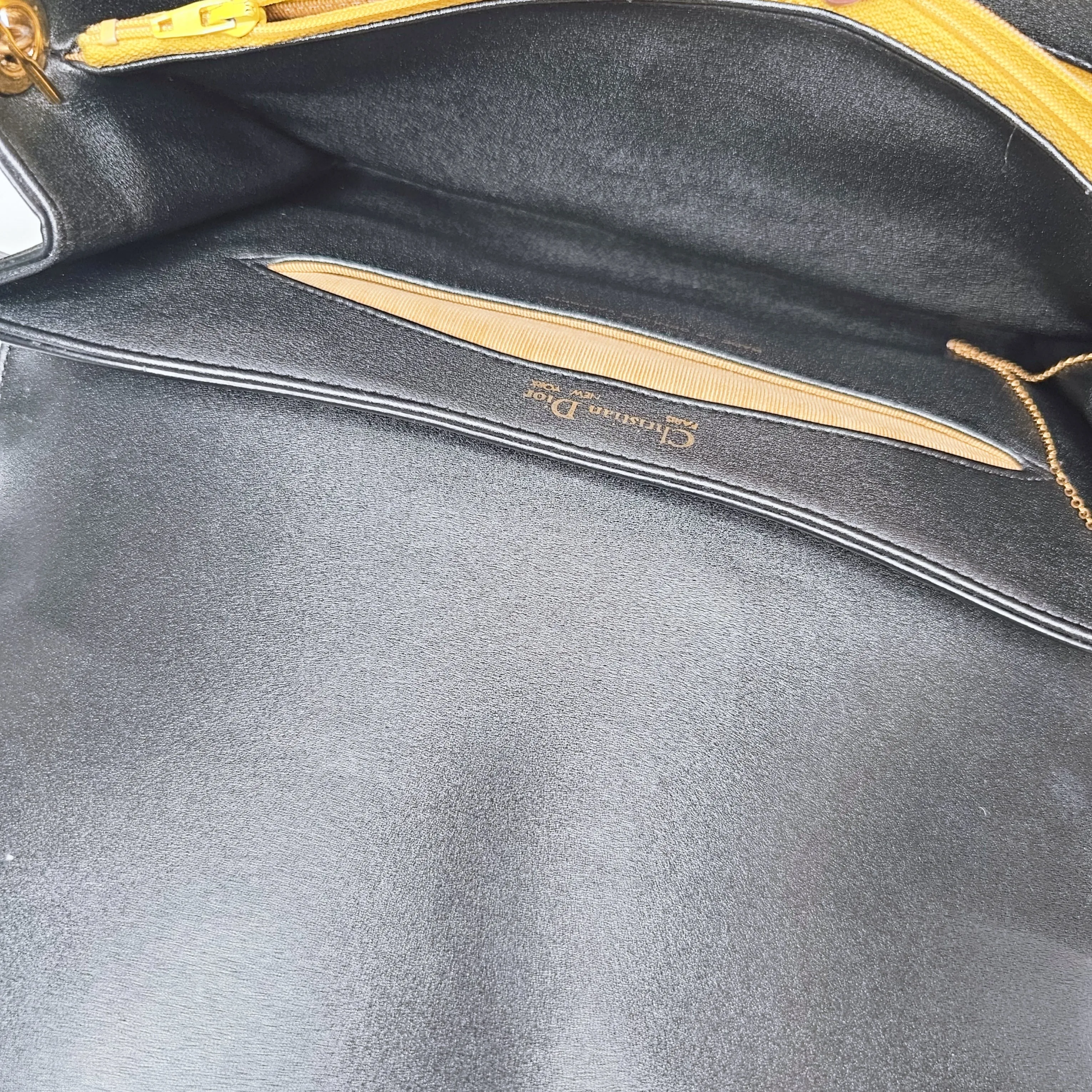 Christian Dior Black Calfskin Leather Shoulder Bag with Coin Pouch