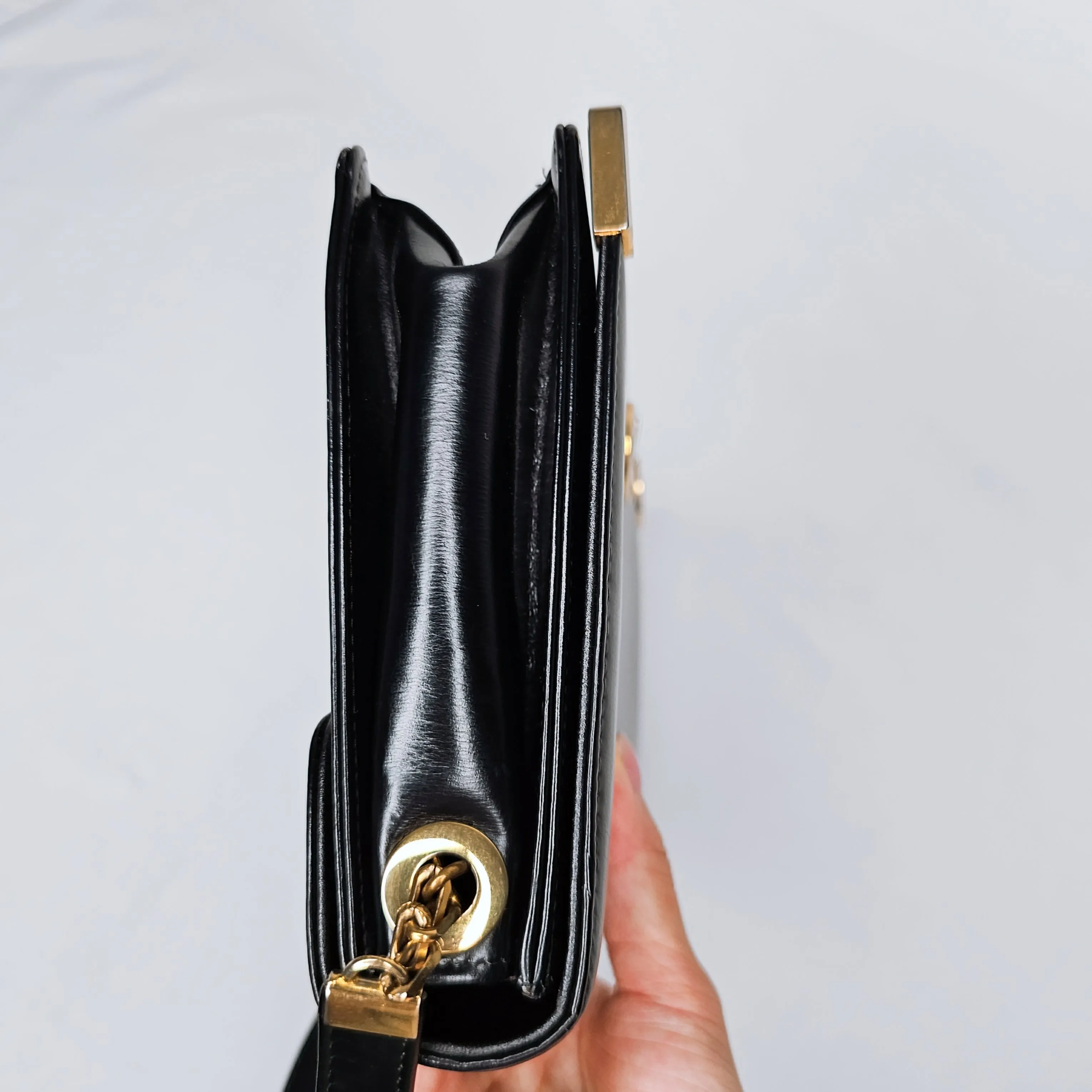 Christian Dior Black Calfskin Leather Shoulder Bag with Coin Pouch