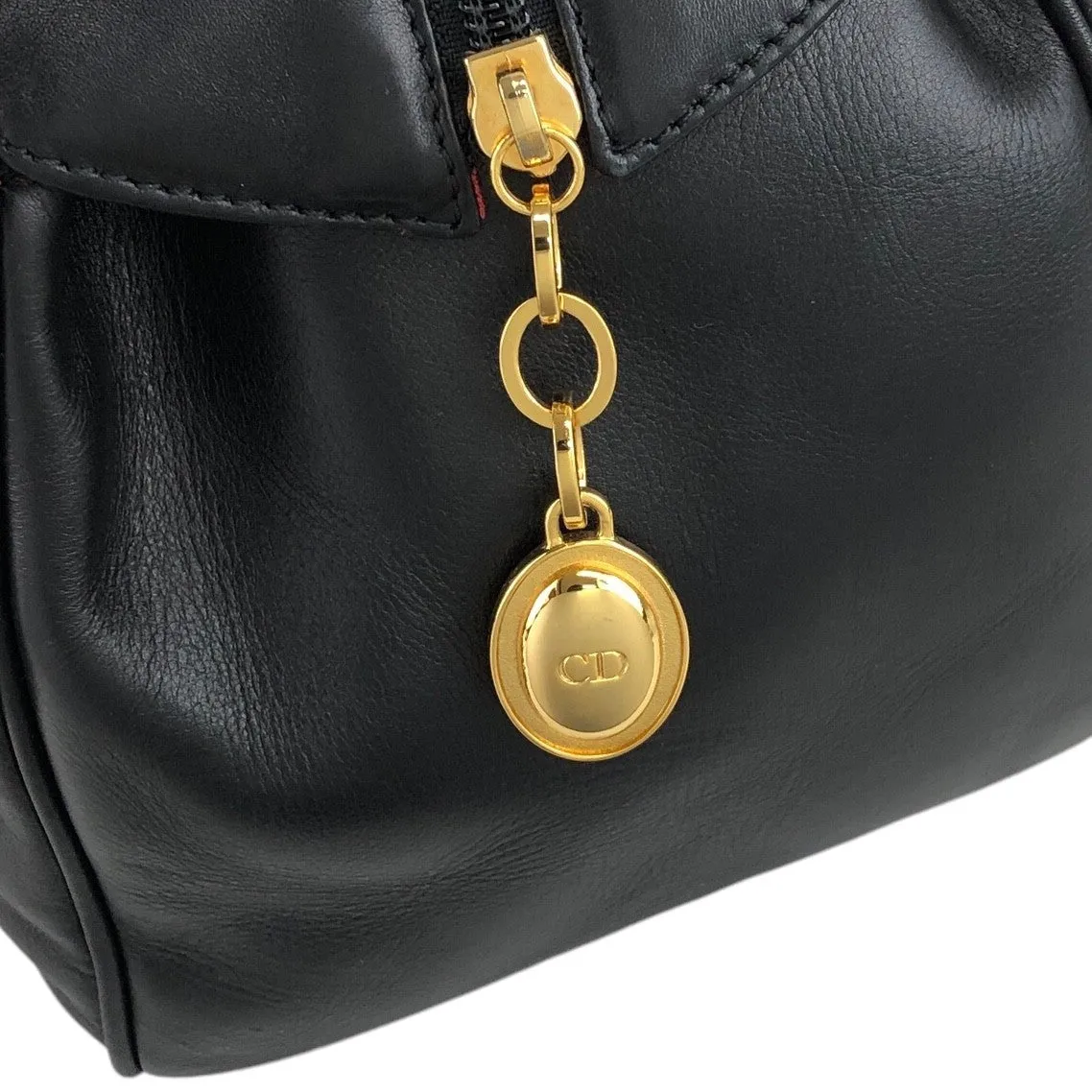 Christian Dior Logo Charm Backpack Black Vintage bbazr2