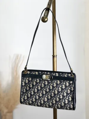 Christian Dior Trotter Shoulder bag Navy Vintage xwwtv5