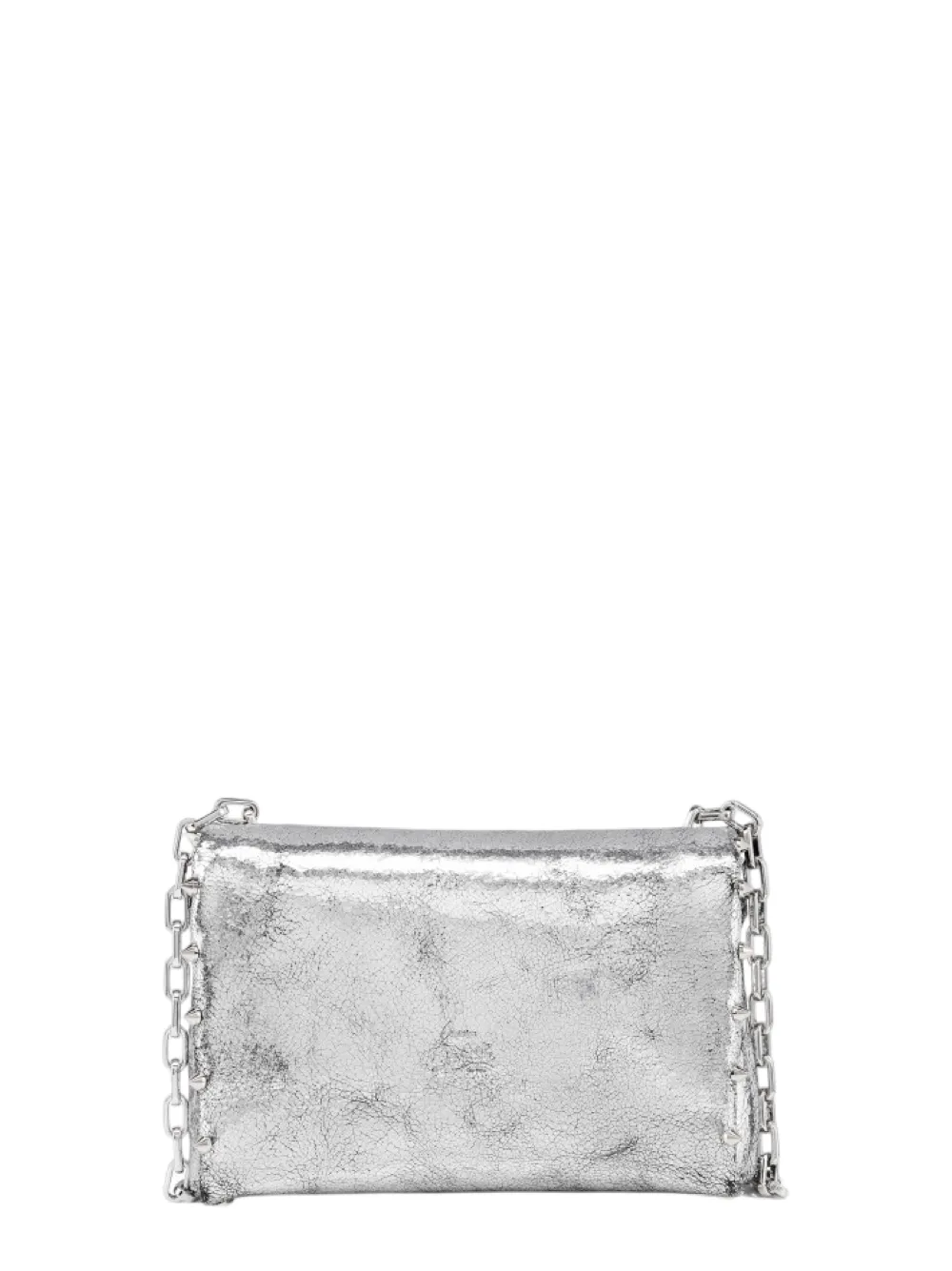 Christian Louboutin Spiky Soft Pouch in Laminato Manoir Silver| In-Store Only