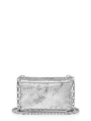 Christian Louboutin Spiky Soft Pouch in Laminato Manoir Silver| In-Store Only