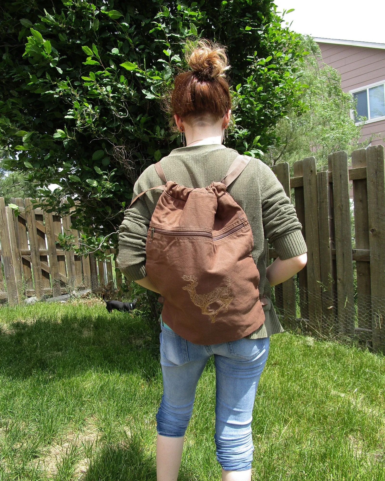 Cinch Bag with Stag