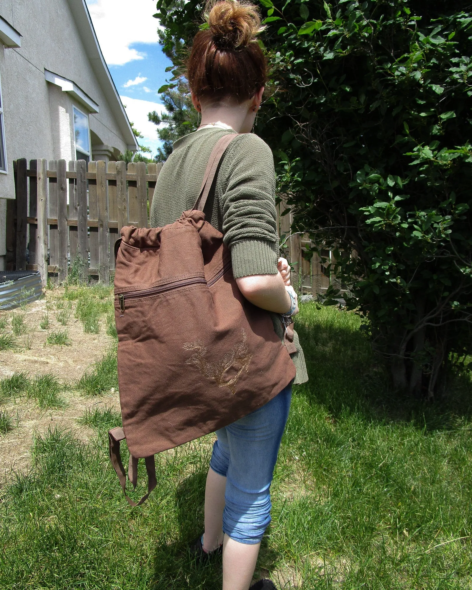 Cinch Bag with Stag
