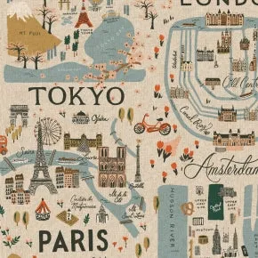 City Guide in Natural Unbleached Canvas --  Bon Voyage by Rifle Paper Co. for C   Steel