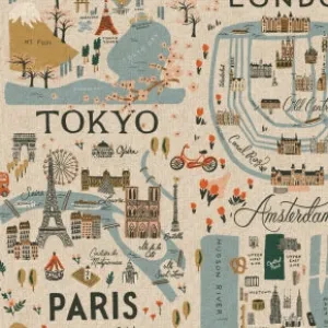 City Guide in Natural Unbleached Canvas --  Bon Voyage by Rifle Paper Co. for C   Steel