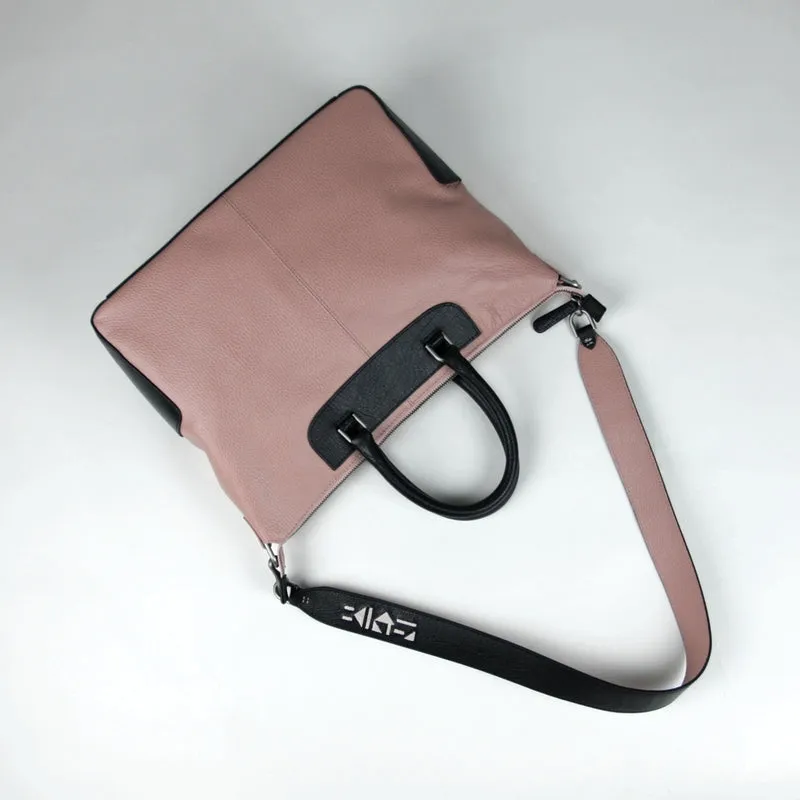 Classic Large Womens Pink Leather Work Handbag Purse Leather Shoulder Purse Bag for Ladies