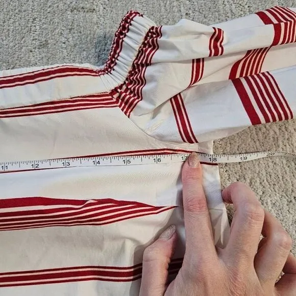 Club Monaco Nearta Off The Shoulder White and Red Striped Dress Size 4