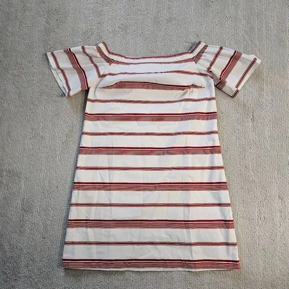 Club Monaco Nearta Off The Shoulder White and Red Striped Dress Size 4