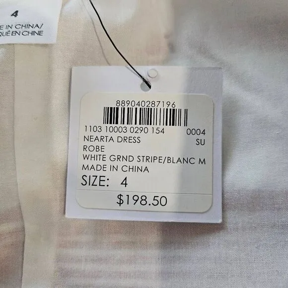 Club Monaco Nearta Off The Shoulder White and Red Striped Dress Size 4