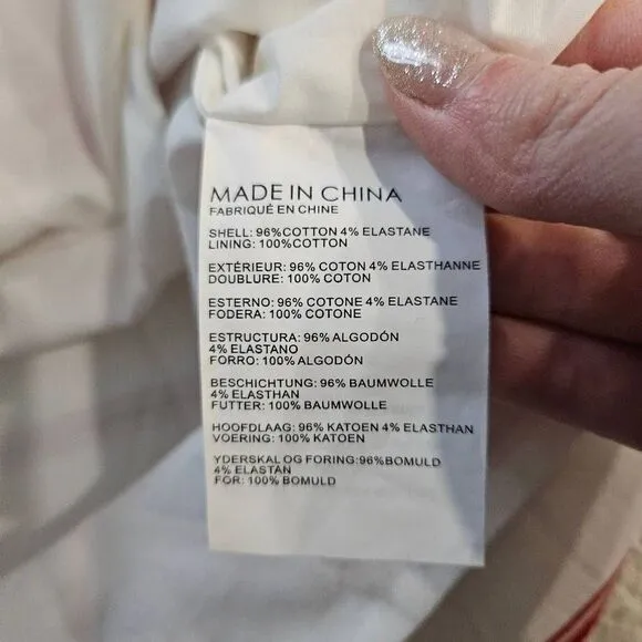 Club Monaco Nearta Off The Shoulder White and Red Striped Dress Size 4
