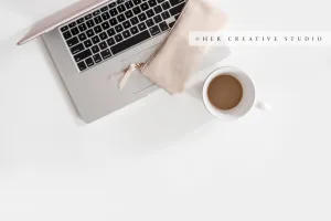 Coffee, Pencil Case & Laptop. Stock Image