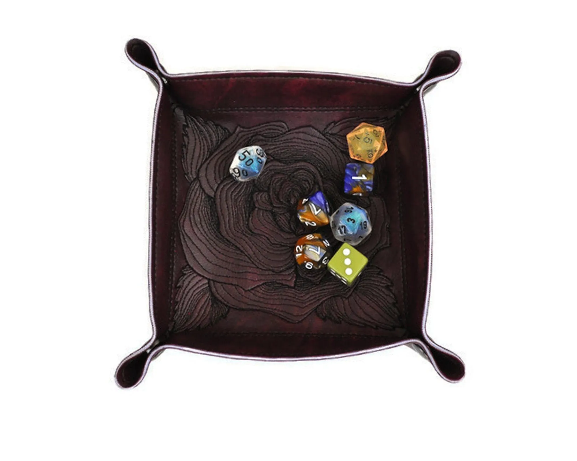 Collapsible Dice Rolling Tray, rose design