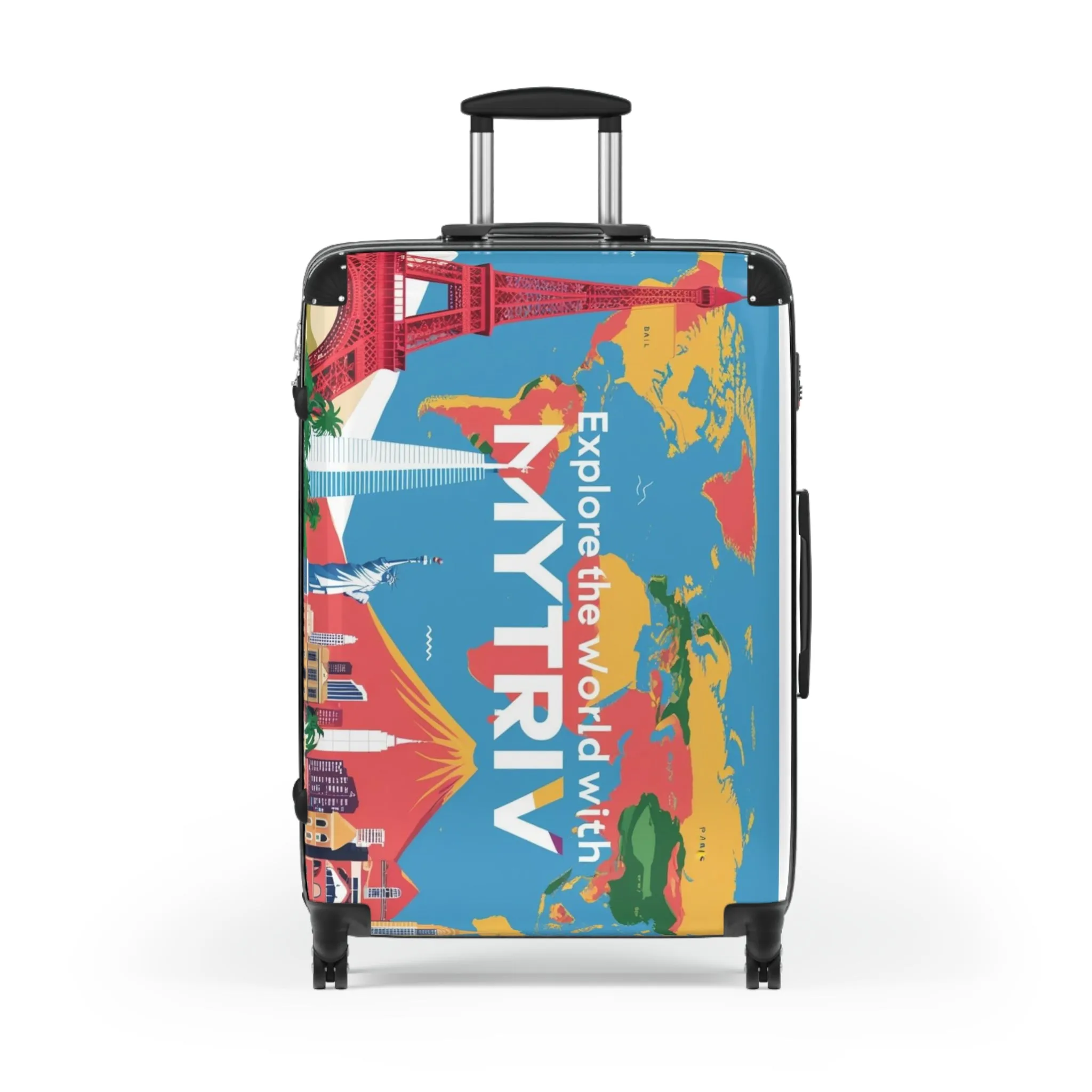 Colorful Travel Suitcase - 'Explore the World with MYTRIV' Design
