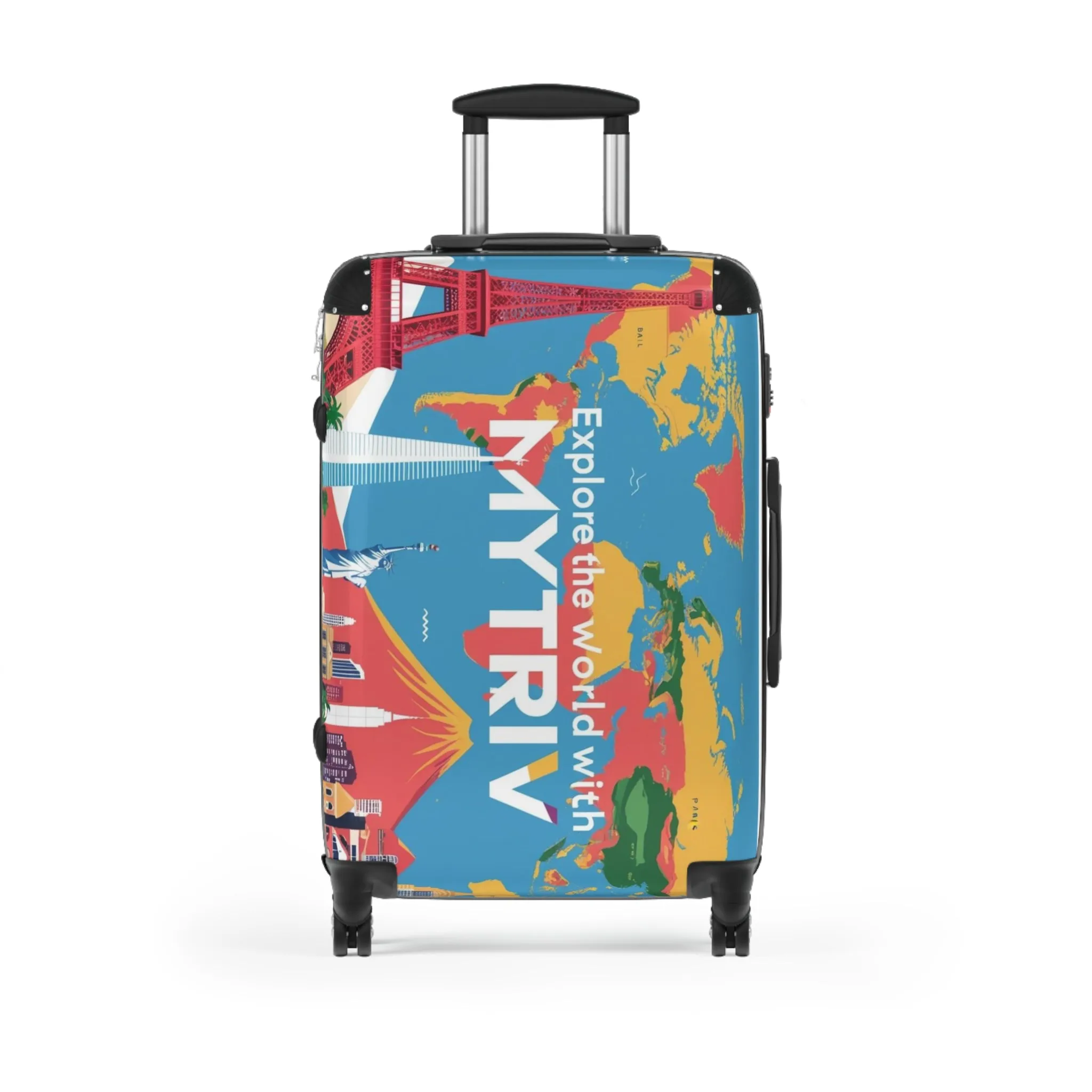 Colorful Travel Suitcase - 'Explore the World with MYTRIV' Design