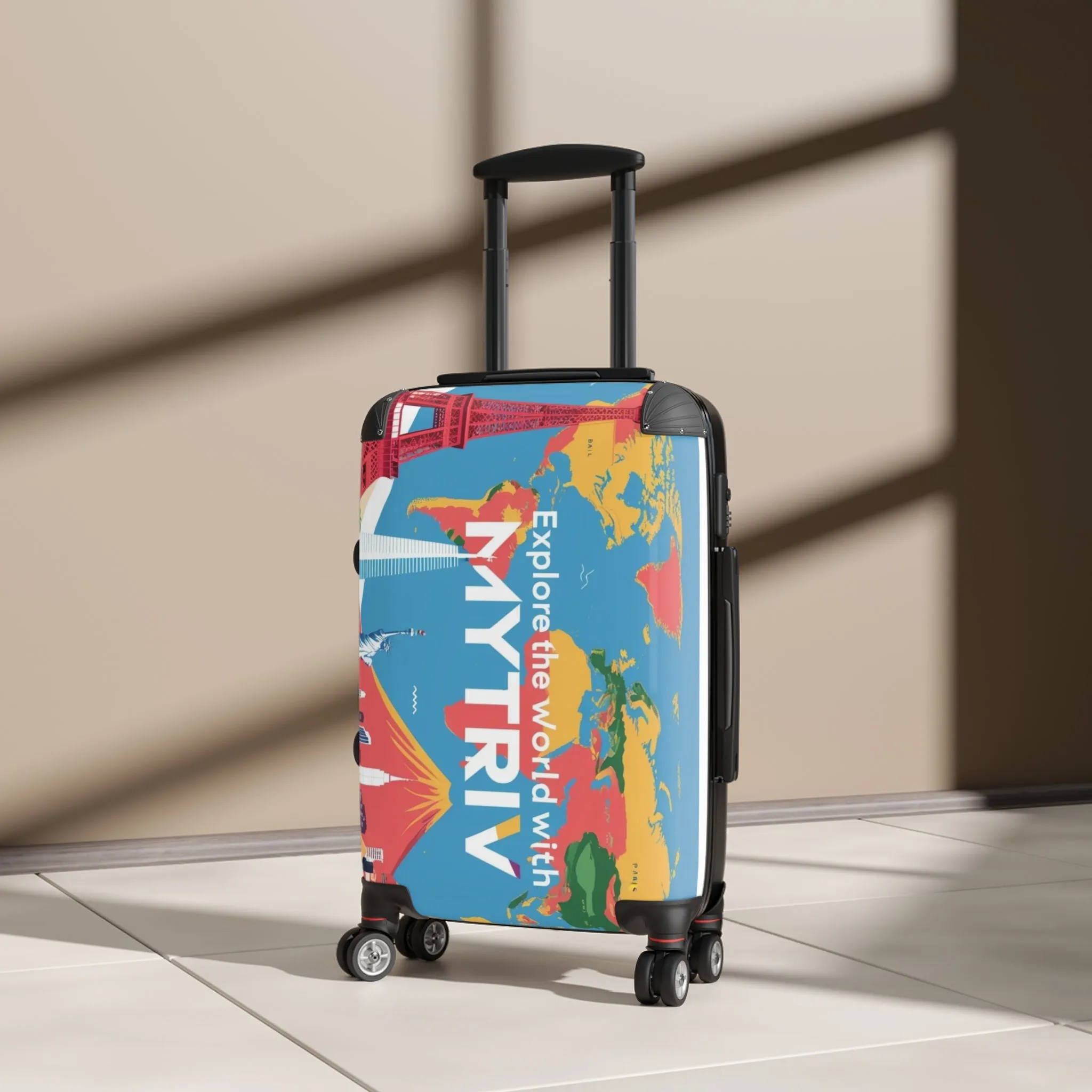 Colorful Travel Suitcase - 'Explore the World with MYTRIV' Design