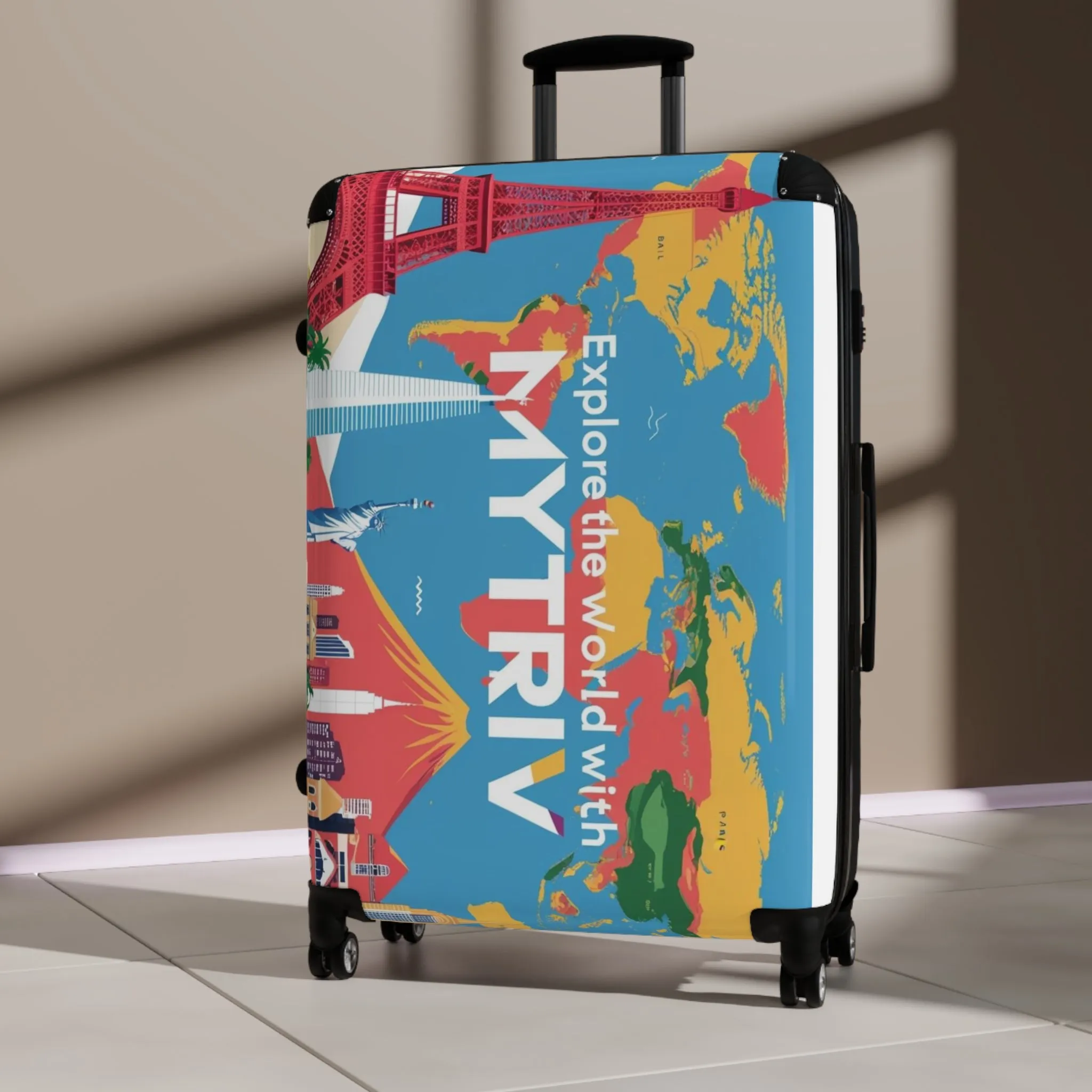Colorful Travel Suitcase - 'Explore the World with MYTRIV' Design