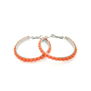 CORAL FACETED HOOP EARRINGS #JE0001_CORAL (UA6)
