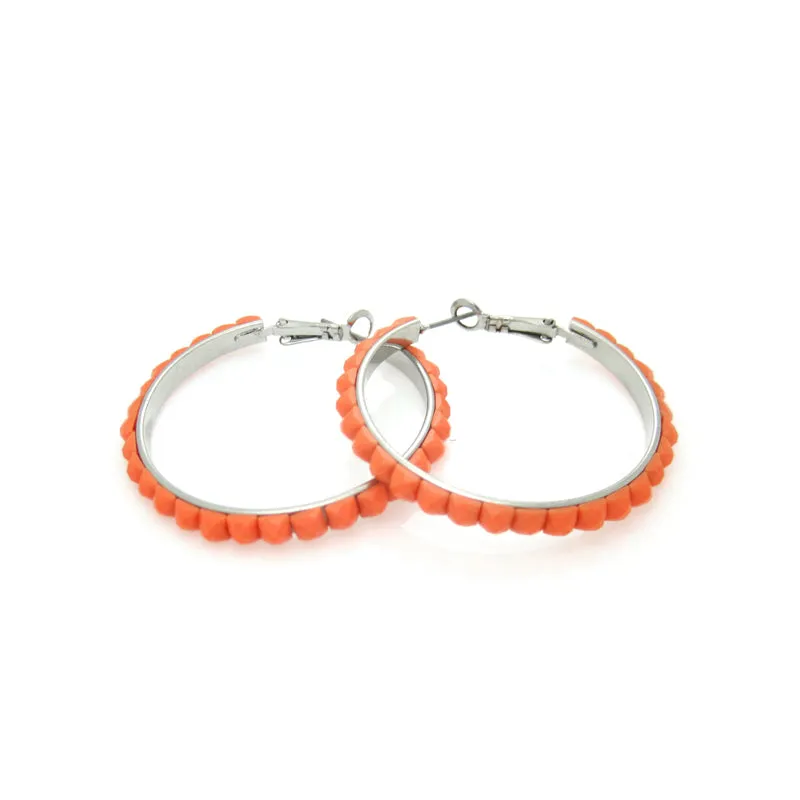 CORAL FACETED HOOP EARRINGS #JE0001_CORAL (UA6)