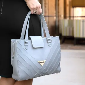 Criss-Cross Genuine Leather Gray Satchel