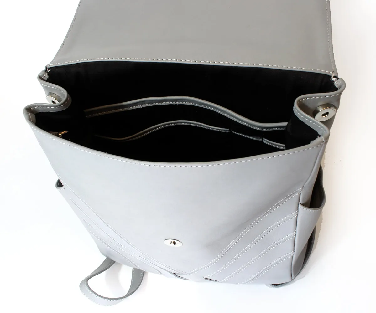 Criss-Cross Genuine Leather Matte Black Backpack
