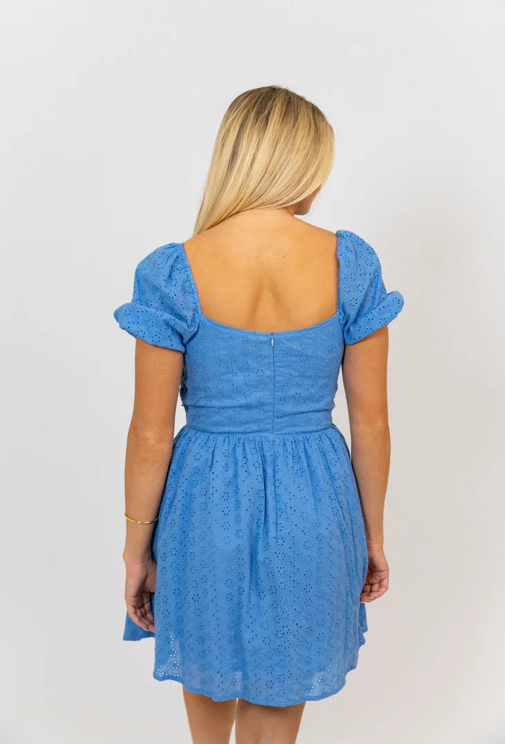 Crochet Trimmed Puff Slv Dress