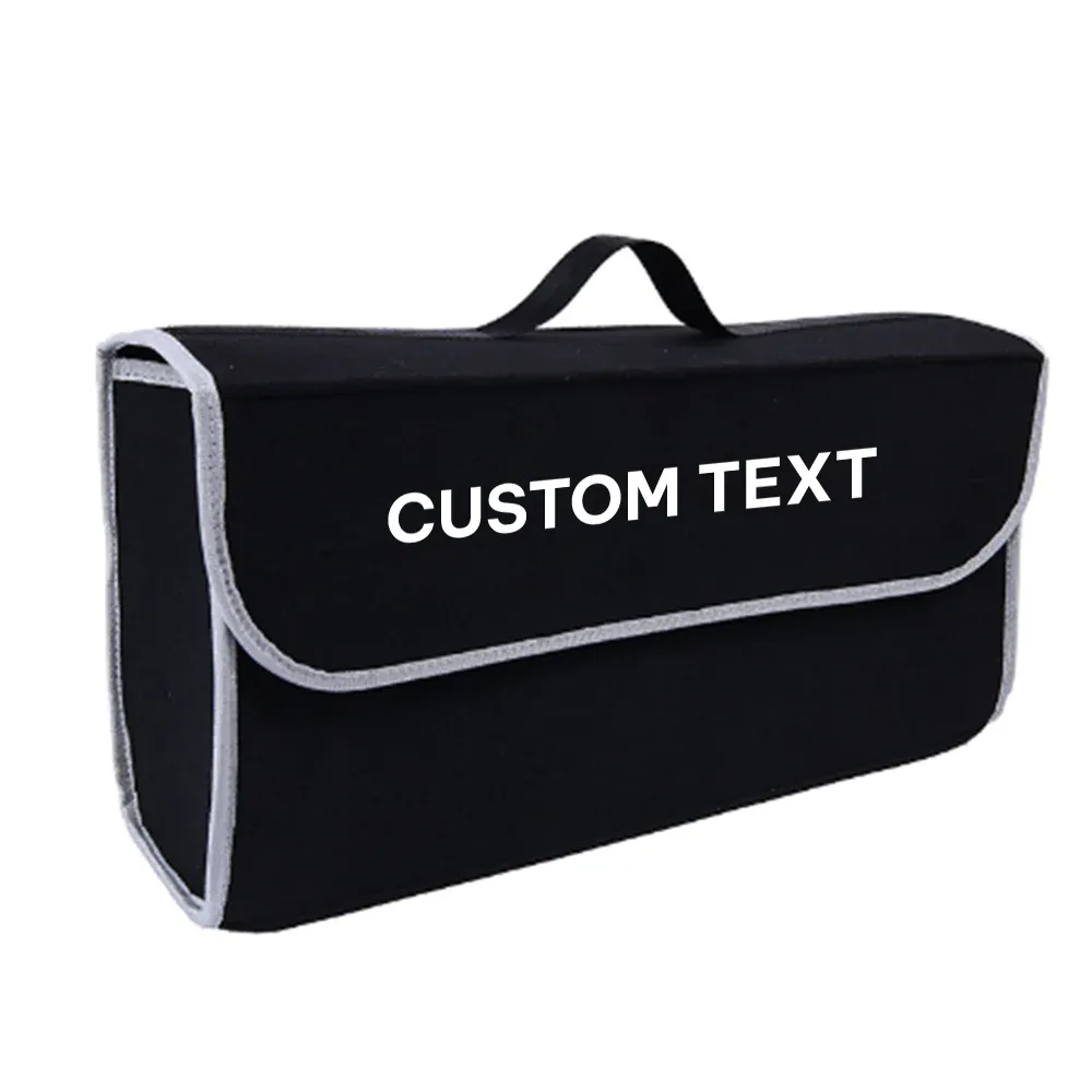 Custom Text For Soft Felt Car Bag Organizer, Compatible with All Cars, Folding Car Storage Box Non Slip Fireproof Car Trunk Organizer KO12990