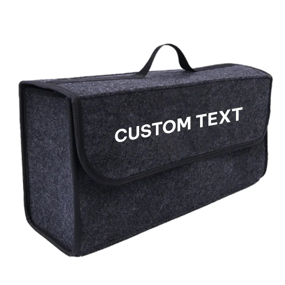 Custom Text For Soft Felt Car Bag Organizer, Compatible with All Cars, Folding Car Storage Box Non Slip Fireproof Car Trunk Organizer KO12990
