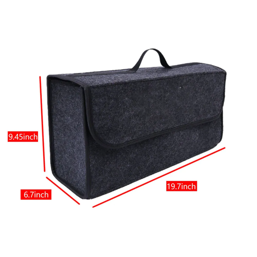 Custom Text For Soft Felt Car Bag Organizer, Compatible with All Cars, Folding Car Storage Box Non Slip Fireproof Car Trunk Organizer KO12990