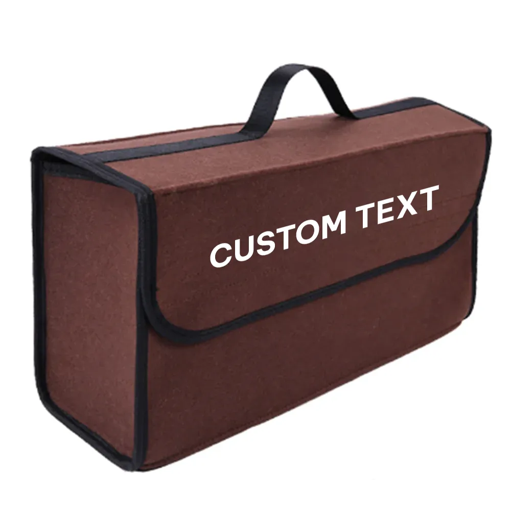 Custom Text For Soft Felt Car Bag Organizer, Compatible with All Cars, Folding Car Storage Box Non Slip Fireproof Car Trunk Organizer KO12990