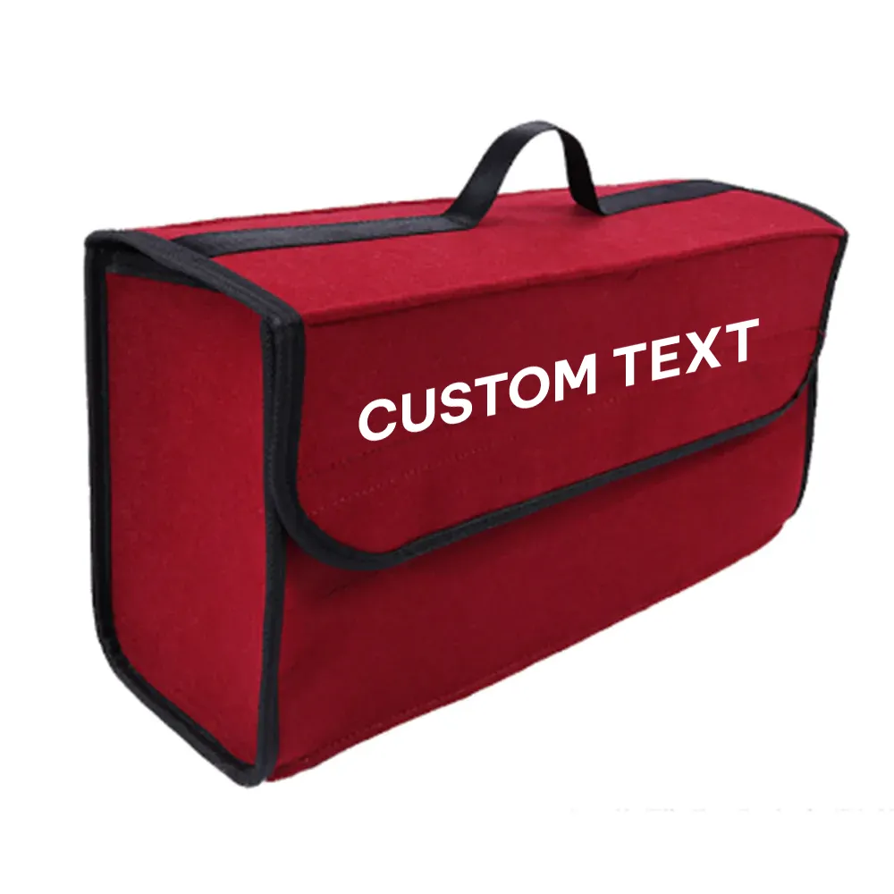 Custom Text For Soft Felt Car Bag Organizer, Compatible with All Cars, Folding Car Storage Box Non Slip Fireproof Car Trunk Organizer KO12990