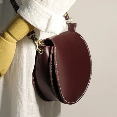 Cute Green Leather Round Crossbody Bag Round Leather Purse Handmade Circle Crossbody Bag