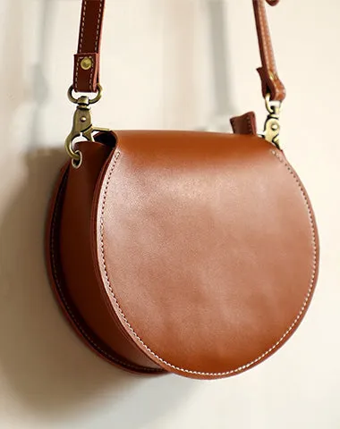 Cute Green Leather Round Crossbody Bag Round Leather Purse Handmade Circle Crossbody Bag