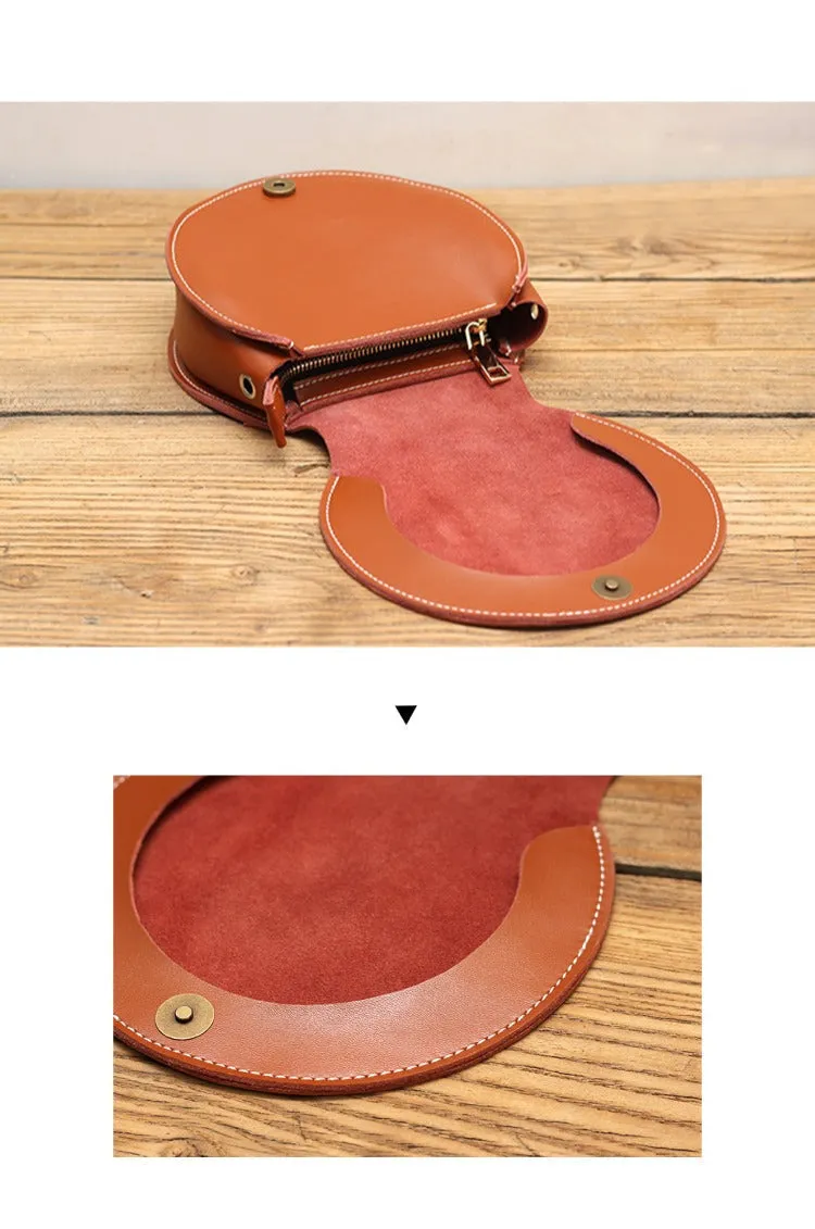 Cute Green Leather Round Crossbody Bag Round Leather Purse Handmade Circle Crossbody Bag