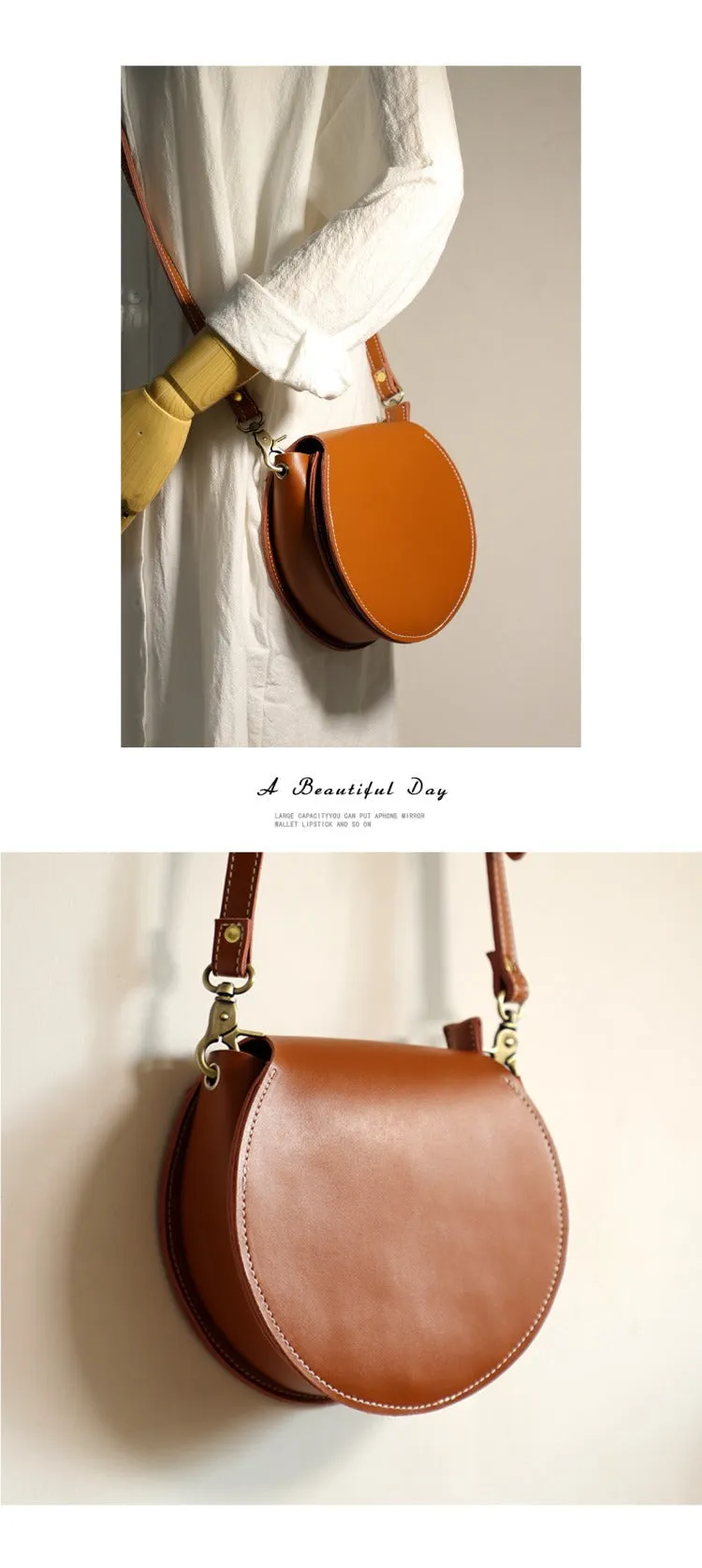 Cute Green Leather Round Crossbody Bag Round Leather Purse Handmade Circle Crossbody Bag
