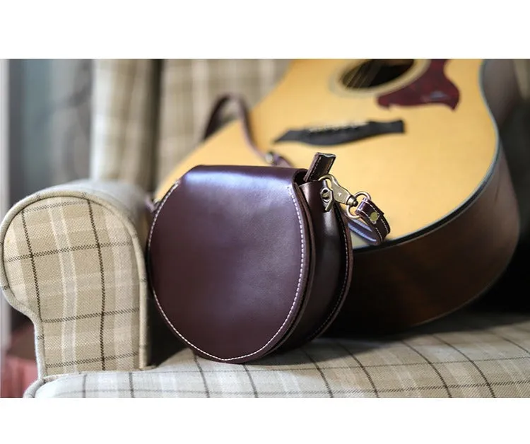 Cute Green Leather Round Crossbody Bag Round Leather Purse Handmade Circle Crossbody Bag