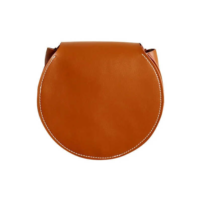 Cute Green Leather Round Crossbody Bag Round Leather Purse Handmade Circle Crossbody Bag
