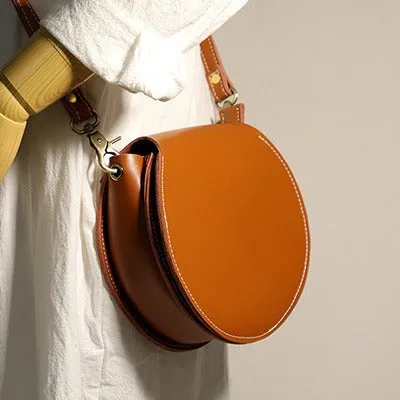 Cute Green Leather Round Crossbody Bag Round Leather Purse Handmade Circle Crossbody Bag