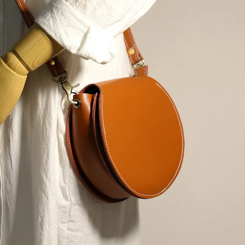 Cute Green Leather Round Crossbody Bag Round Leather Purse Handmade Circle Crossbody Bag