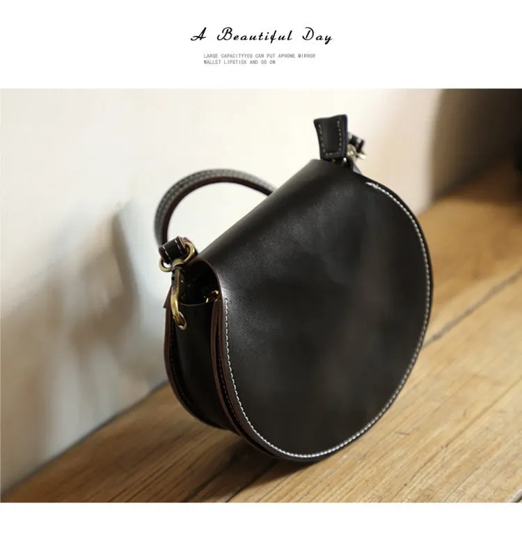 Cute Green Leather Round Crossbody Bag Round Leather Purse Handmade Circle Crossbody Bag