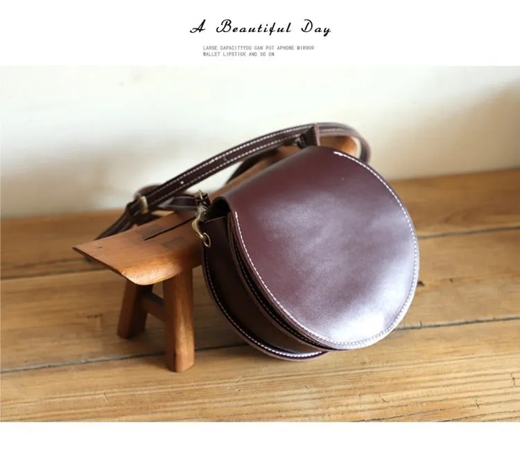 Cute Green Leather Round Crossbody Bag Round Leather Purse Handmade Circle Crossbody Bag