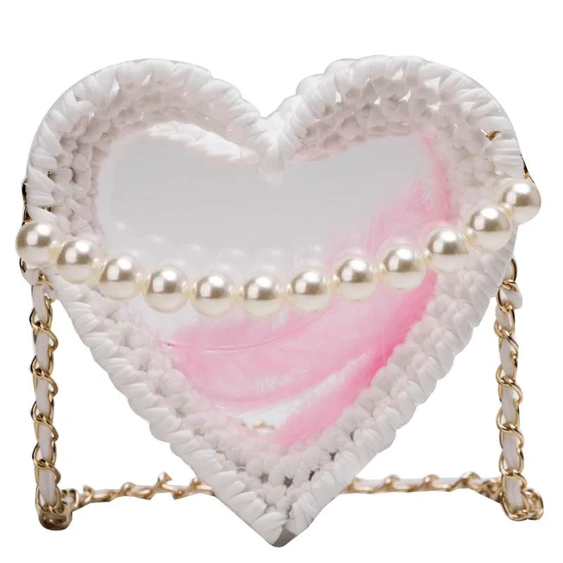 Cute Round Pink(Flap) Crochet Crossbody Purse PMMA Crochet Shoulder Round Handbag for Girl Circle Crochet Crossbody Purses