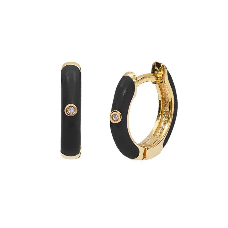 Cycolinks 925 Sterling Silver Enamel Hoop Earrings